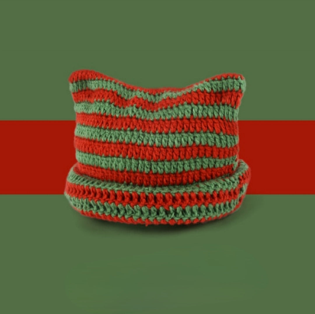 Cute Devil Knitting Striped Hat